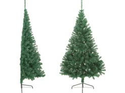 vidaXL Künstlicher Halber Weihnachtsbaum mit Ständer Grün 240 cm PVC