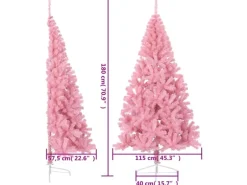 vidaXL Künstlicher Halb-Weihnachtsbaum mit Ständer Rosa 180 cm PVC