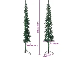 vidaXL Künstlicher Halb-Weihnachtsbaum mit Ständer Schlank Grün 240 cm
