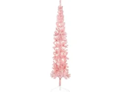 vidaXL Künstlicher Halb-Weihnachtsbaum mit Ständer Schlank Rosa 240 cm