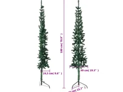 vidaXL Künstlicher Halb-Weihnachtsbaum mit Ständer Schlank Grün 180 cm