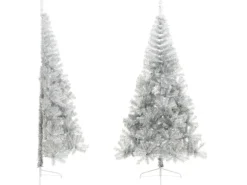 vidaXL Künstlicher Halb-Weihnachtsbaum mit Ständer Silbern 240 cm PVC