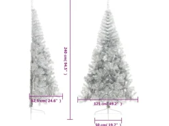 vidaXL Künstlicher Halb-Weihnachtsbaum mit Ständer Silbern 240 cm PVC