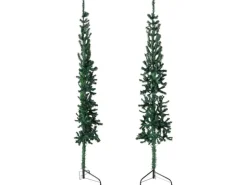 vidaXL Künstlicher Halb-Weihnachtsbaum mit Ständer Schlank Grün 210 cm
