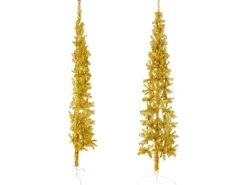 vidaXL Künstlicher Halb-Weihnachtsbaum mit Ständer Schlank Gold 210 cm