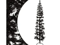vidaXL Künstlicher Halb-Weihnachtsbaum Ständer Schlank Schwarz 180 cm