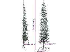 vidaXL Künstlicher Halb-Weihnachtsbaum mit Schnee Schlank 180 cm