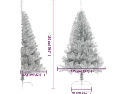 vidaXL Künstlicher Halb-Weihnachtsbaum mit Ständer Silbern 180 cm PVC