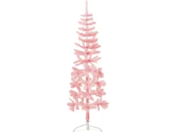 vidaXL Künstlicher Halb-Weihnachtsbaum mit Ständer Schlank Rosa 150 cm