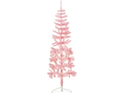 vidaXL Künstlicher Halb-Weihnachtsbaum mit Ständer Schlank Rosa 180 cm