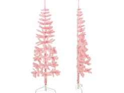 vidaXL Künstlicher Halb-Weihnachtsbaum mit Ständer Schlank Rosa 180 cm