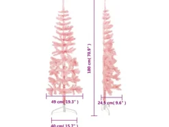 vidaXL Künstlicher Halb-Weihnachtsbaum mit Ständer Schlank Rosa 180 cm