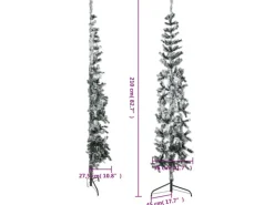 vidaXL Künstlicher Halb-Weihnachtsbaum mit Schnee Schlank 210 cm