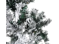 vidaXL Künstlicher Halb-Weihnachtsbaum mit Schnee Schlank 210 cm