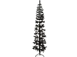 vidaXL Künstlicher Halb-Weihnachtsbaum Ständer Schlank Schwarz 210 cm