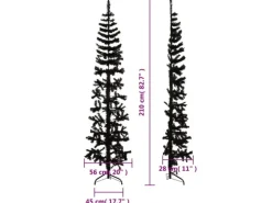 vidaXL Künstlicher Halb-Weihnachtsbaum Ständer Schlank Schwarz 210 cm