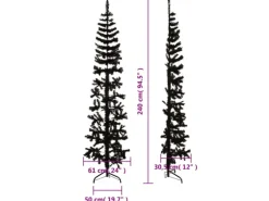 vidaXL Künstlicher Halb-Weihnachtsbaum Ständer Schlank Schwarz 240 cm