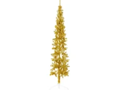 vidaXL Künstlicher Halb-Weihnachtsbaum mit Ständer Schlank Gold 180 cm
