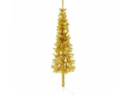 vidaXL Künstlicher Halb-Weihnachtsbaum mit Ständer Schlank Gold 120 cm