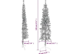 vidaXL Künstlicher Halb-Weihnachtsbaum Ständer Schlank Silbern 120 cm