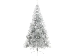 vidaXL Künstlicher Halb-Weihnachtsbaum mit Ständer Silbern 210 cm PVC