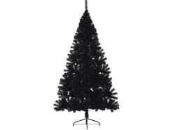vidaXL Künstlicher Halb-Weihnachtsbaum mit Ständer Schwarz 180 cm PVC