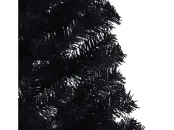 vidaXL Künstlicher Halb-Weihnachtsbaum mit Ständer Schwarz 180 cm PVC