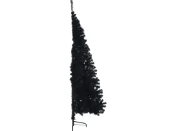 vidaXL Künstlicher Halb-Weihnachtsbaum mit Ständer Schwarz 180 cm PVC