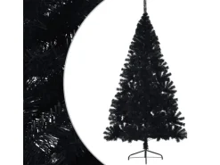 vidaXL Künstlicher Halb-Weihnachtsbaum mit Ständer Schwarz 180 cm PVC