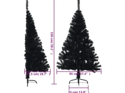 vidaXL Künstlicher Halb-Weihnachtsbaum mit Ständer Schwarz 150 cm PVC