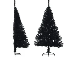 vidaXL Künstlicher Halb-Weihnachtsbaum mit Ständer Schwarz 150 cm PVC