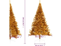 vidaXL Künstlicher Halb-Weihnachtsbaum mit Ständer Gold 240 cm PVC