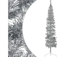 vidaXL Künstlicher Halb-Weihnachtsbaum Ständer Schlank Silbern 240 cm