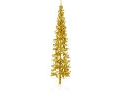vidaXL Künstlicher Halb-Weihnachtsbaum mit Ständer Schlank Gold 240 cm