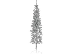 vidaXL Künstlicher Halb-Weihnachtsbaum Ständer Schlank Silbern 150 cm