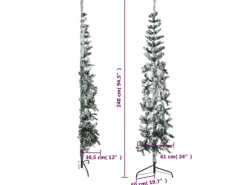 vidaXL Künstlicher Halb-Weihnachtsbaum mit Schnee Schlank 240 cm