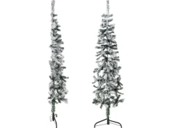 vidaXL Künstlicher Halb-Weihnachtsbaum mit Schnee Schlank 150 cm
