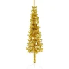 vidaXL Künstlicher Halb-Weihnachtsbaum mit Ständer Schlank Gold 150 cm