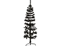 vidaXL Künstlicher Halb-Weihnachtsbaum Ständer Schlank Schwarz 150 cm