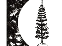 vidaXL Künstlicher Halb-Weihnachtsbaum Ständer Schlank Schwarz 150 cm