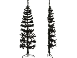 vidaXL Künstlicher Halb-Weihnachtsbaum Ständer Schlank Schwarz 150 cm