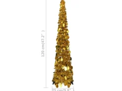 vidaXL Künstlicher Pop-Up-Weihnachtsbaum Golden 120 cm PET