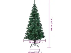 vidaXL Künstlicher Weihnachtsbaum Schillernde Spitzen Grün 180 cm PVC