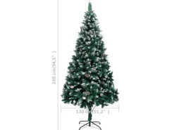 vidaXL Künstlicher Weihnachtsbaum mit Zapfen und Schnee 240 cm