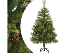 vidaXL Künstlicher Weihnachtsbaum Klappbar mit Zapfen 150 cm