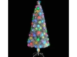 vidaXL Künstlicher Weihnachtsbaum mit LED Weiß 240 cm Glasfaser