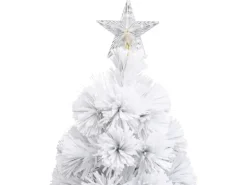 vidaXL Künstlicher Weihnachtsbaum mit LED Weiß 240 cm Glasfaser