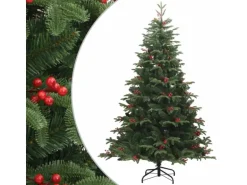 vidaXL Künstlicher Weihnachtsbaum Klappbar mit Zapfen   Beeren 210 cm Modell 3