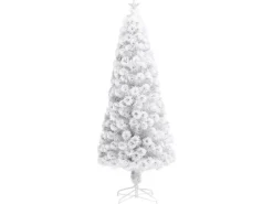 vidaXL Künstlicher Weihnachtsbaum mit LED Weiß 210 cm Glasfaser