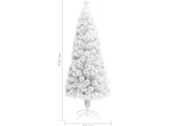 vidaXL Künstlicher Weihnachtsbaum mit LED Weiß 210 cm Glasfaser